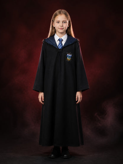 Kids Wizard Robe Costume Set with Tie - Blue Striped Halloween Outfit main product view