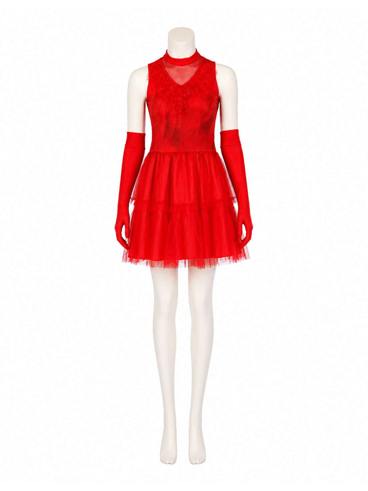 Red Sleeveless Dress with Full Skirt