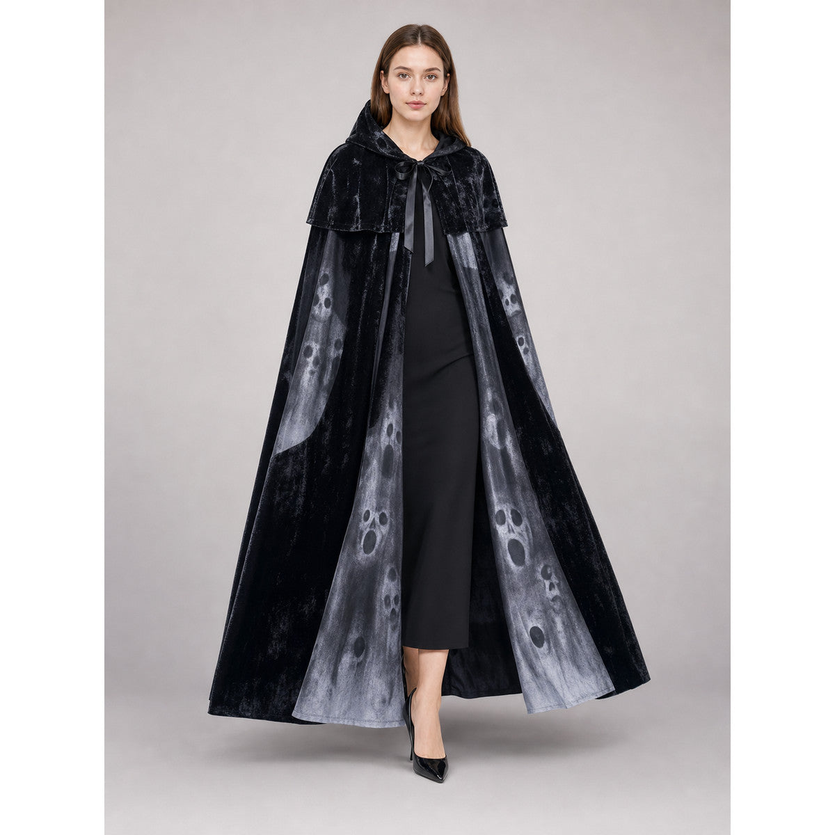 Black hooded costume cloak for cosplay lifestyle
