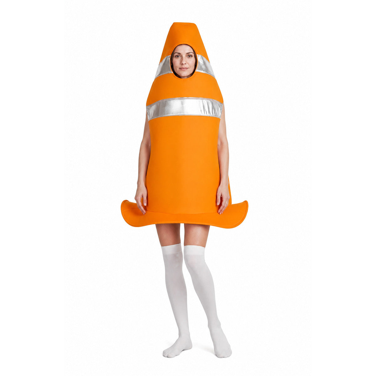 Orange Traffic Cone Costume with Reflective Strips Costumes detail