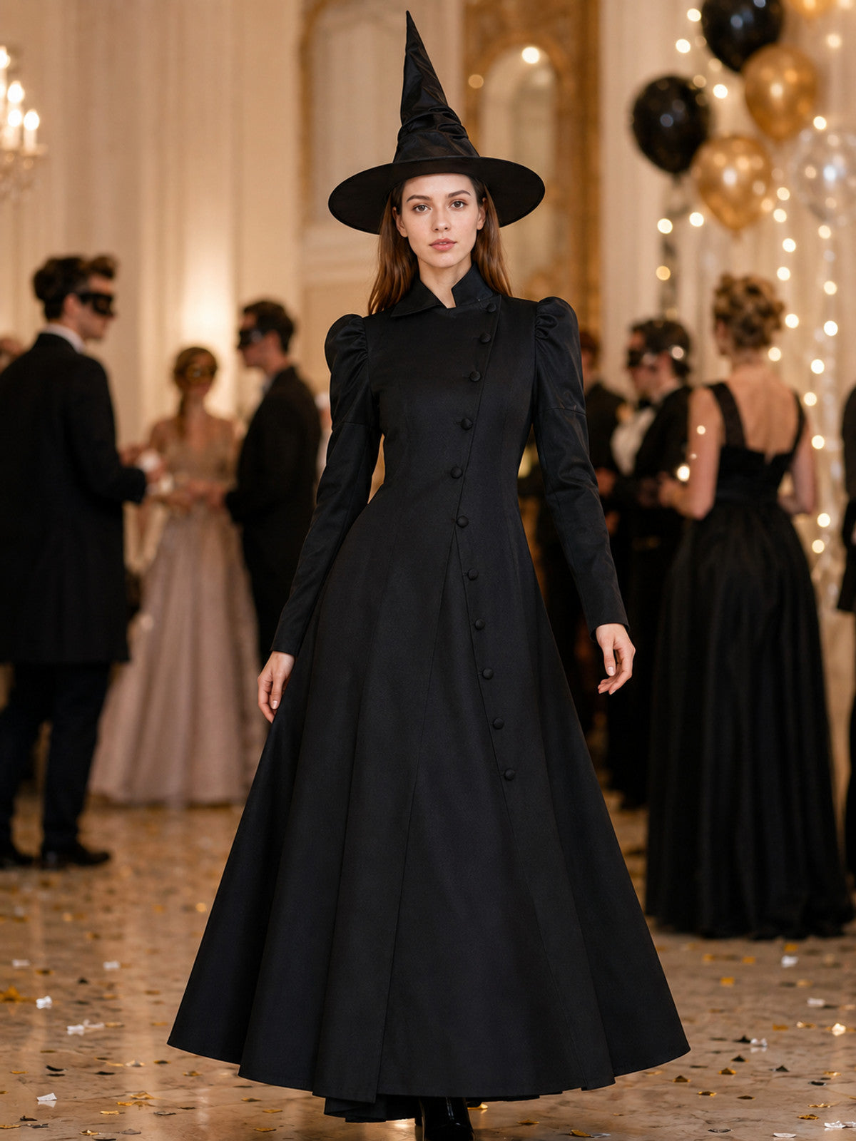 Witch Costume with Coat, Skirt, and Pointed Hat lifestyle view