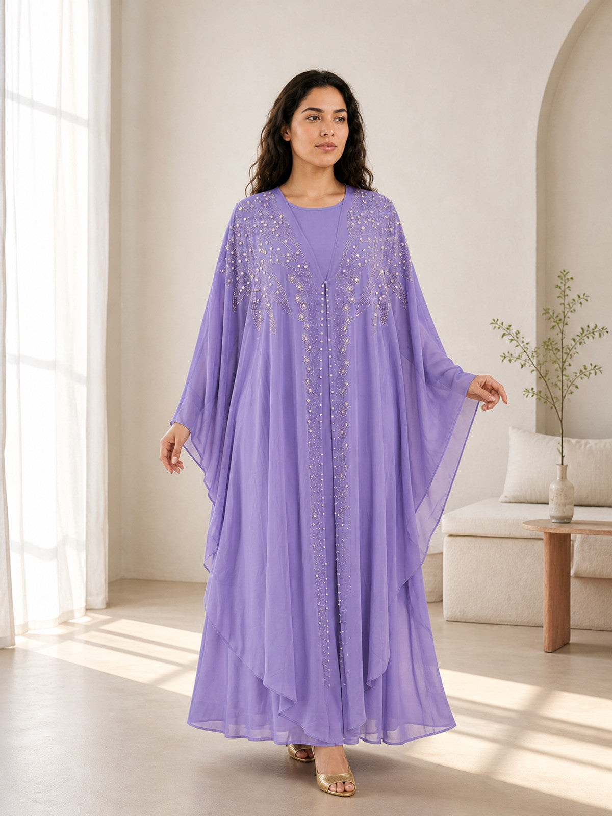 Dress-Cape Set with Hood TL621, Loose Fit lifestyle view