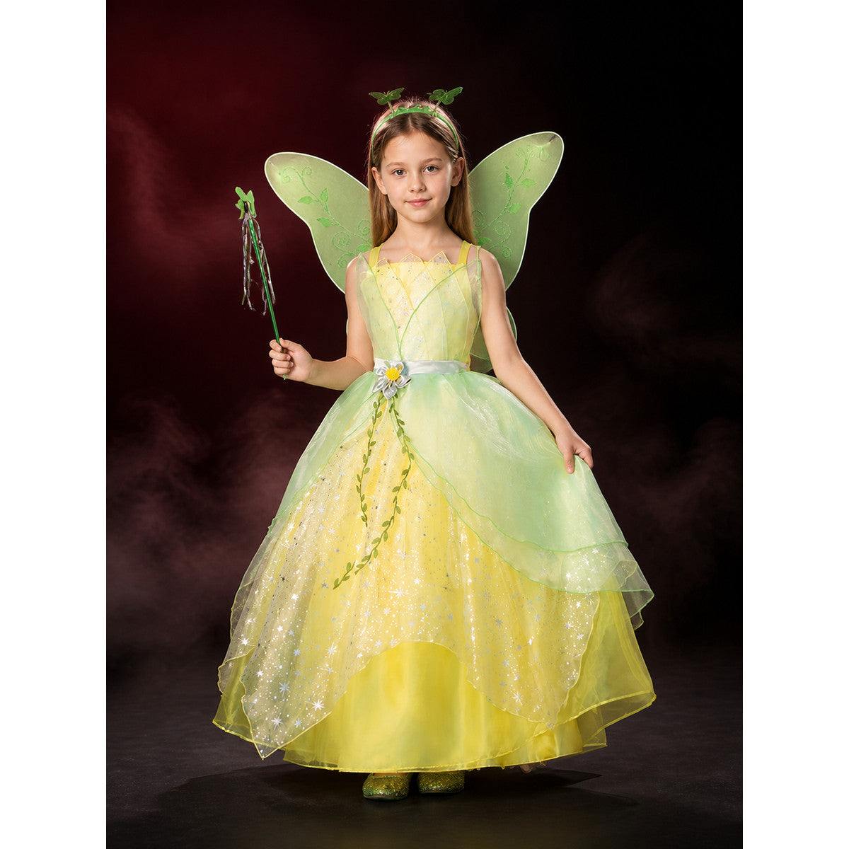 Girls' Princess Costume Set With Layered Tulle Skirt, Butterfly Wings & Star main product view