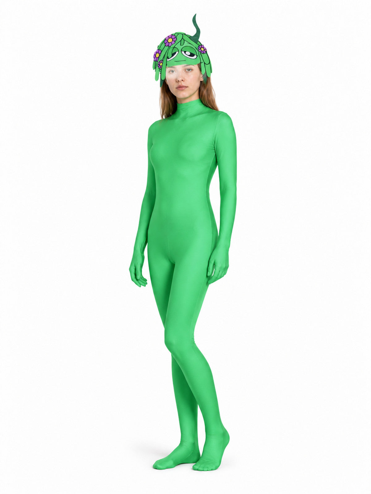 Green Character Costume Jumpsuit with Long Sleeves