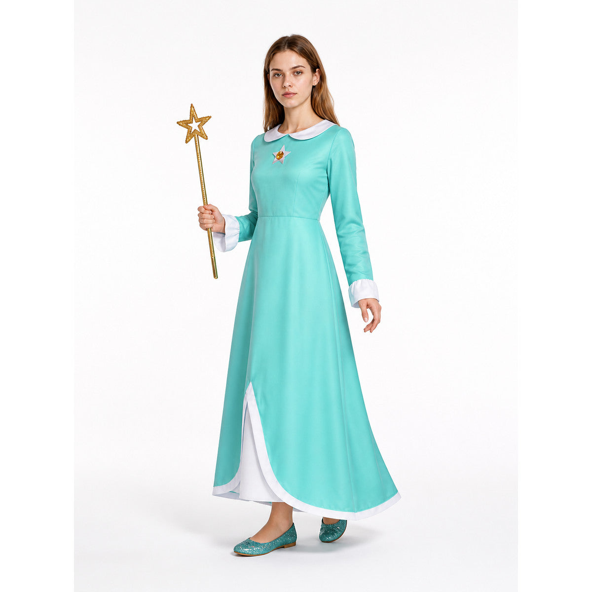 Rosalina Long-Sleeve Dress with Brooch lifestyle