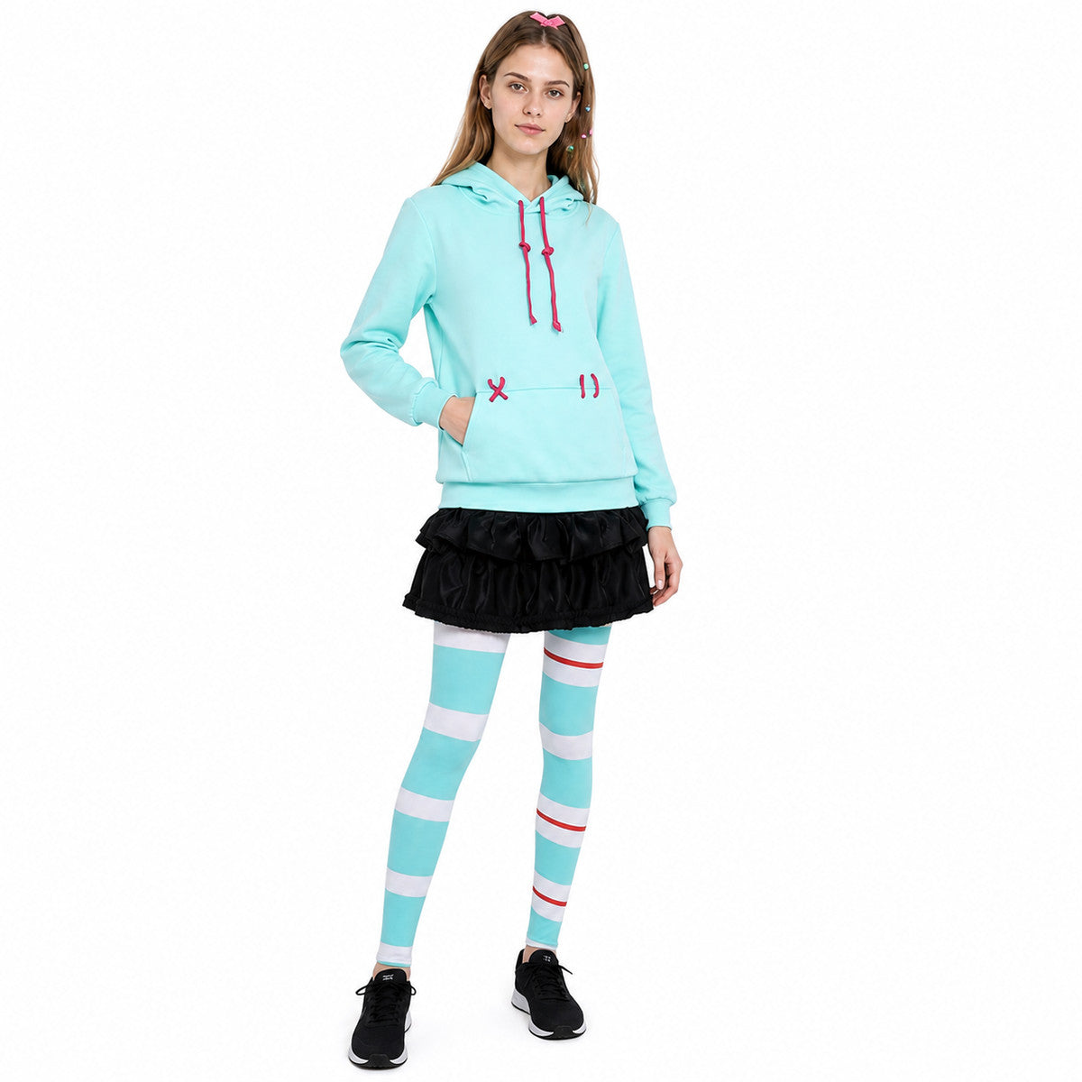 Vanellope Cosplay Costume, Hoodie and Skort Wearable Blankets detail