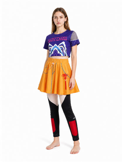 Children's cosplay costume, T-shirt, skirt, and pants Costumes detail