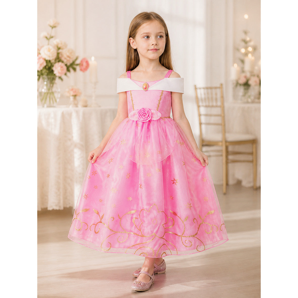 Princess Costume in Pink and Gold Tones