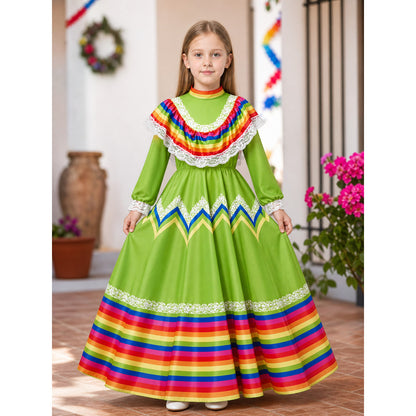 Folk Dress with Lace and a Bright Skirt lifestyle view
