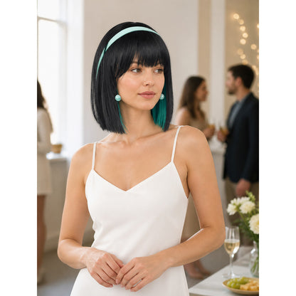 Black Bob Carnival Wig for Halloween and Cosplay lifestyle view