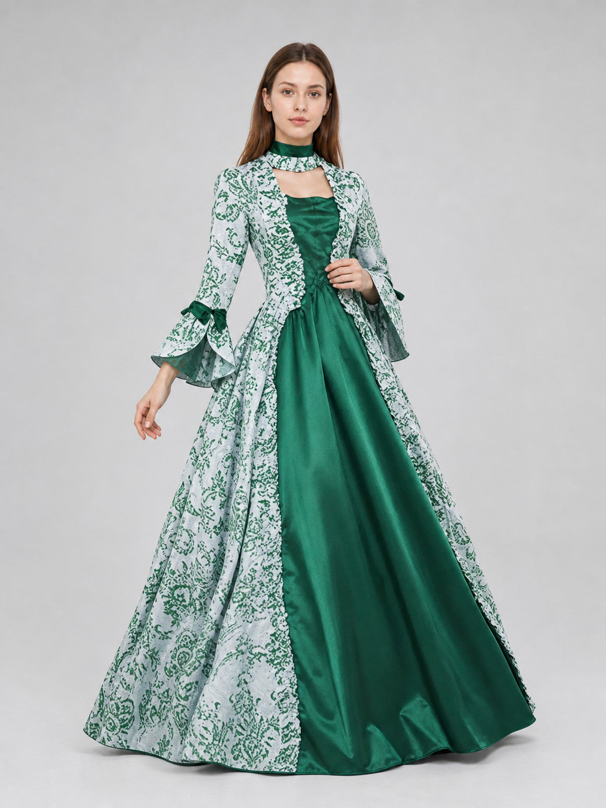 Long Evening Dress with Flared Sleeves Costume Dresses detail