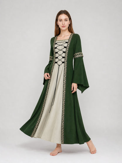 Historical Renaissance Long Dress with Lace-Up Detail