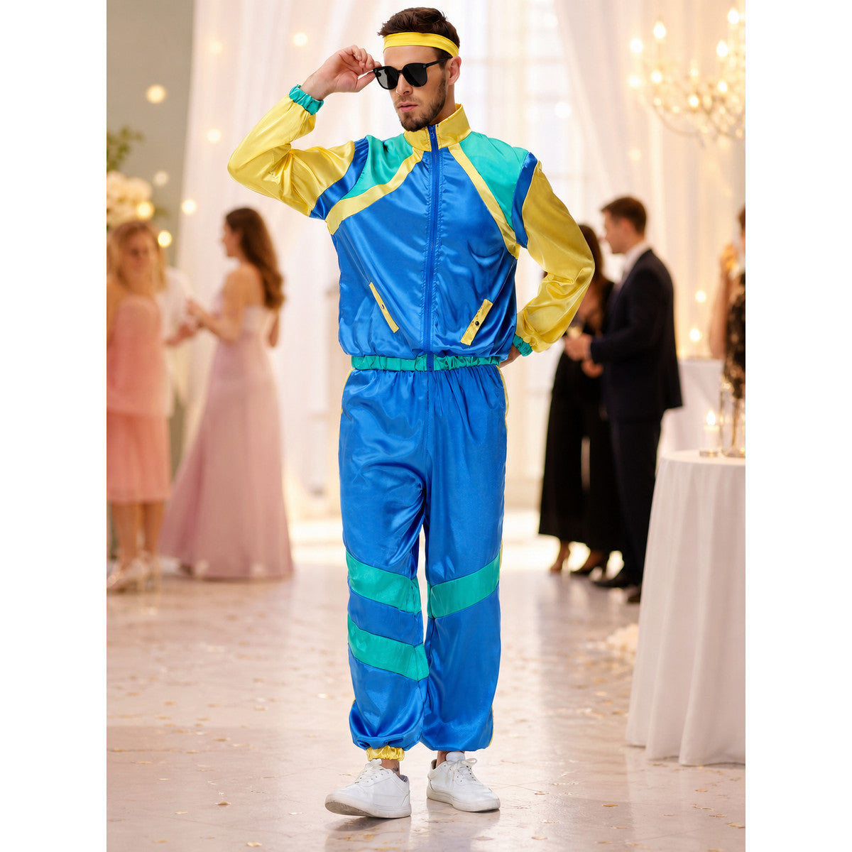 Sporty Jumpsuit with Zipper and Colorful Panels