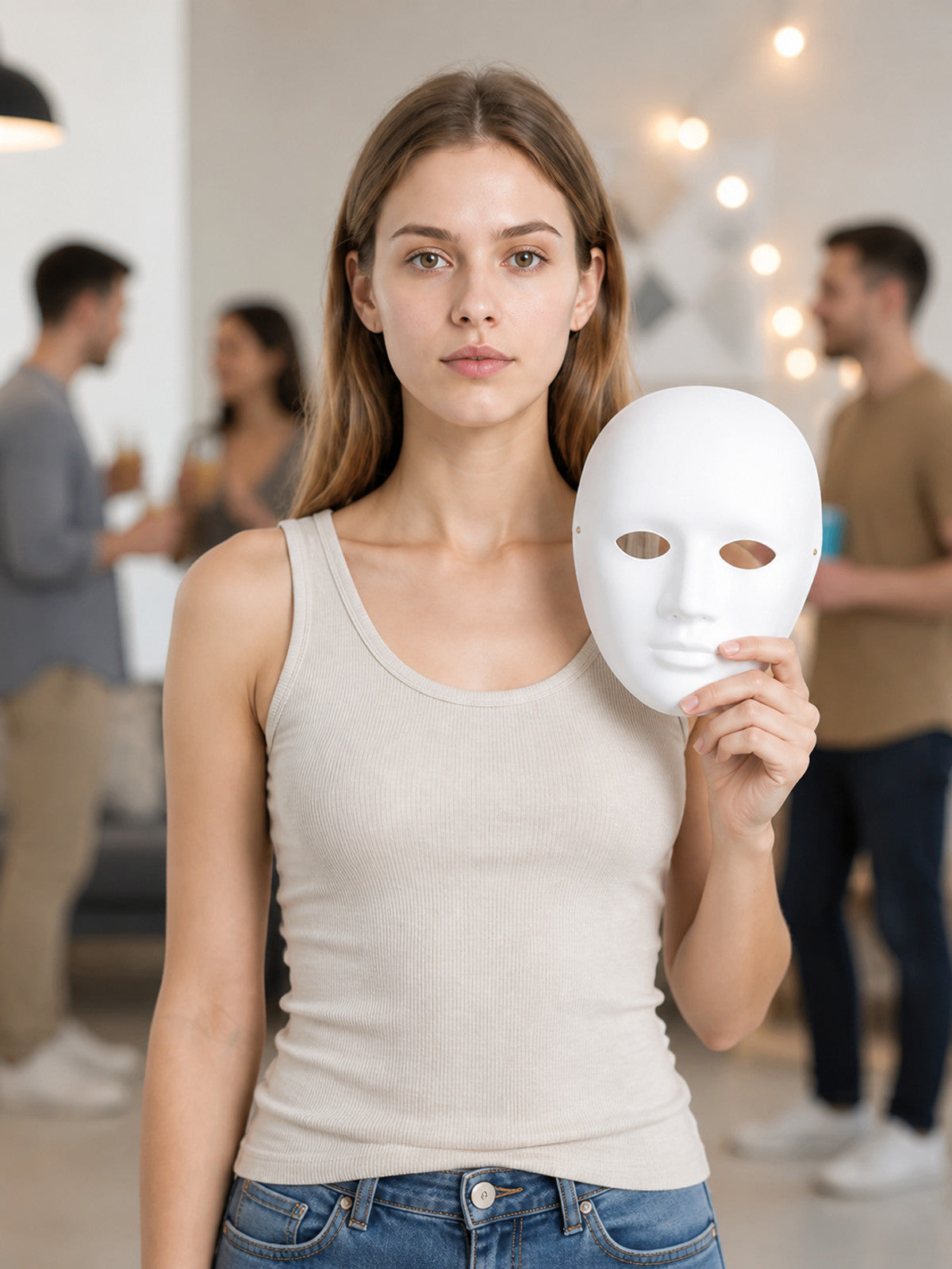 White Carnival Mask for Painting, Full Face