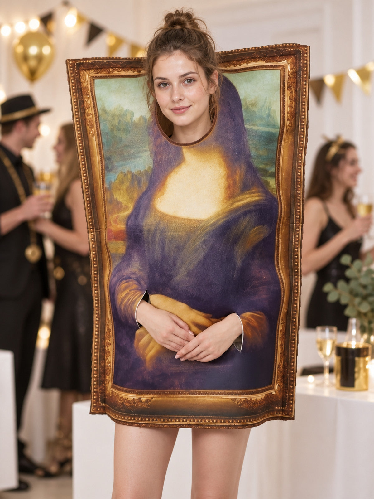 Carnival Costume Painting with Gold Frame and Portrait