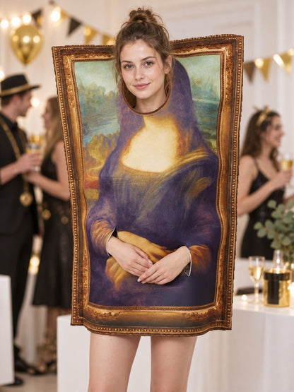 Carnival Costume Painting with Gold Frame and Portrait