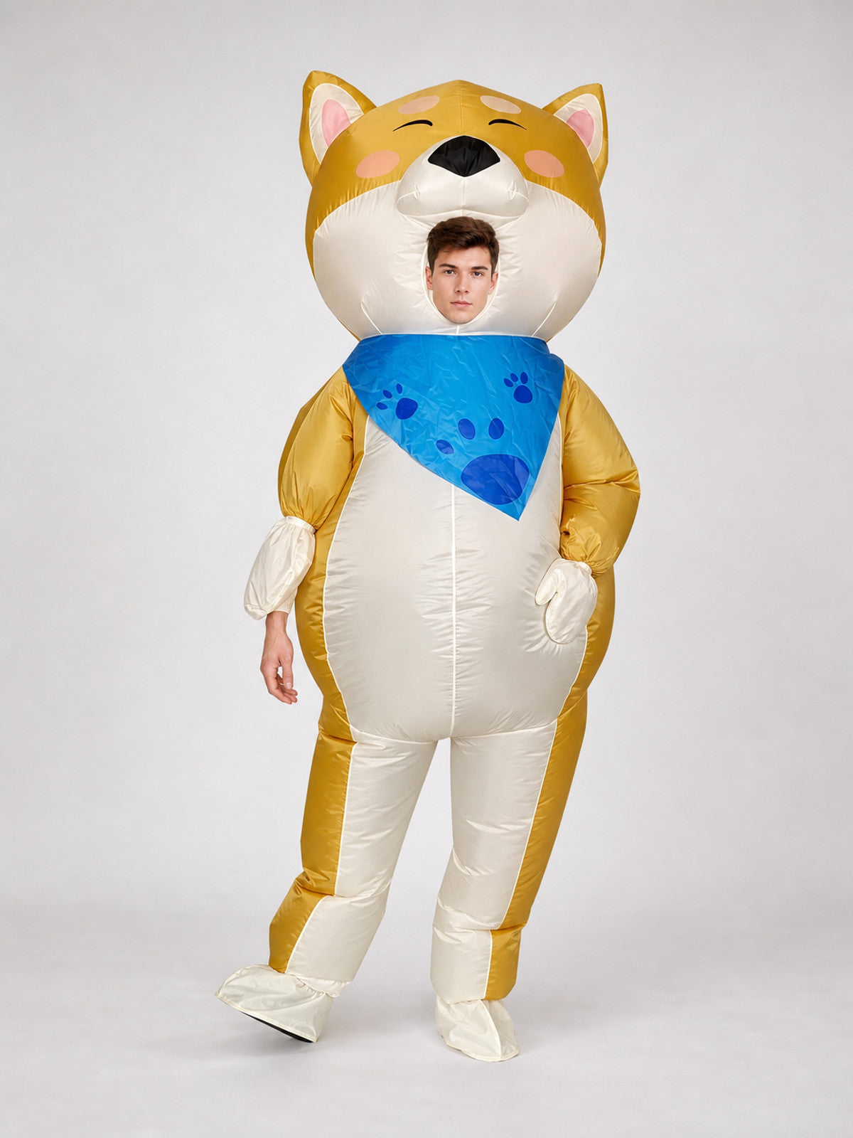 Inflatable Shiba Inu Costume with Blue Bandana