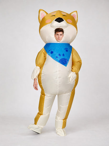 Inflatable Shiba Inu Costume with Blue Bandana