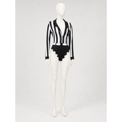 Striped Judge Costume Jumpsuit with Collar