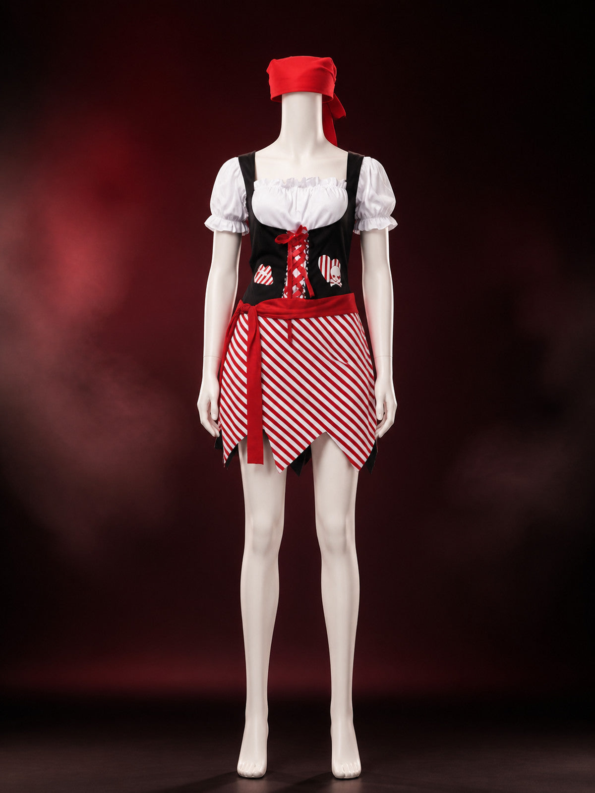 Red and White Pirate Costume for Halloween main product view