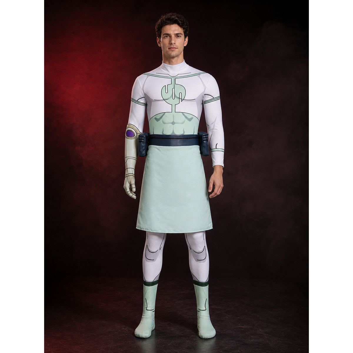 Invincible Conquest Muscle Print Cosplay Bodysuit Costume with Waist Bags and main product view