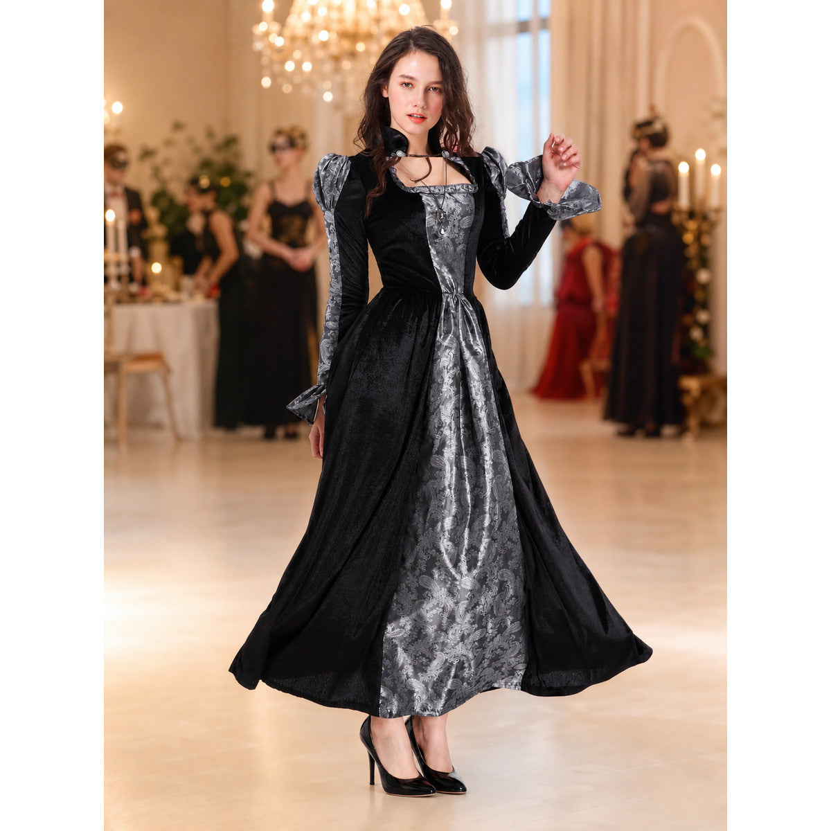 Gothic Vampire Dress with a Full Skirt