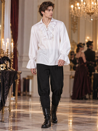 Medieval-Style Costume: White Shirt and Black Pants