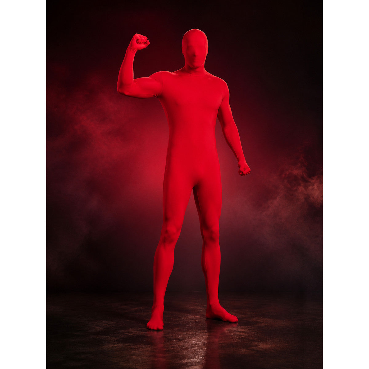 Red Invisible Man Full Body Cosplay Suit, Long Sleeve Jumpsuit with Head Mask main product view
