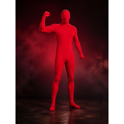 Red Invisible Man Full Body Cosplay Suit, Long Sleeve Jumpsuit with Head Mask main product view