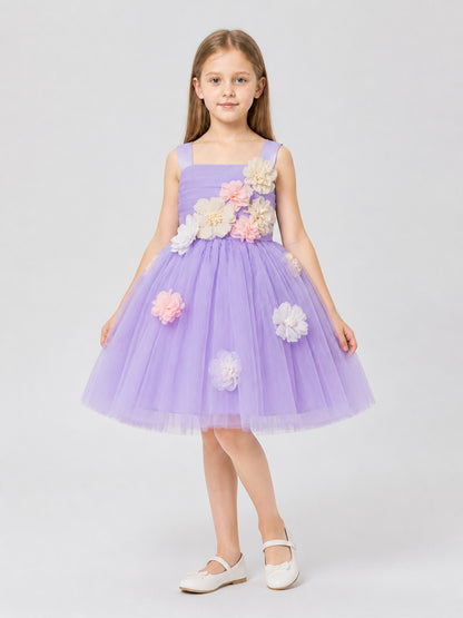 Girls' Dressy Princess Dress with Floral Embellishments Costume Dresses detail