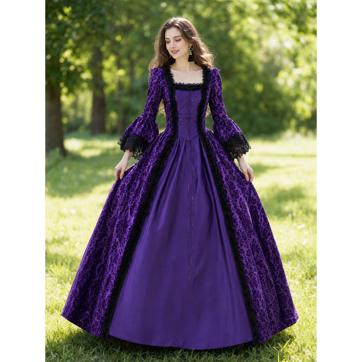 Victorian Dress with Lace and Long Sleeves lifestyle view