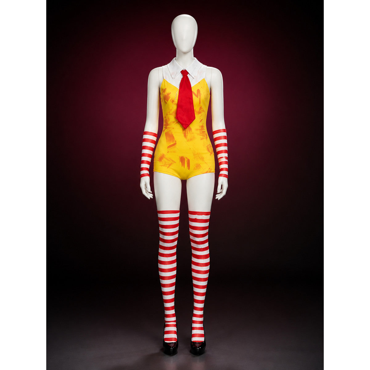 Harley Quinn Halloween Costume Set - Sleeveless Printed Bodysuit with Tie main product view