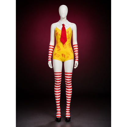 Harley Quinn Halloween Costume Set - Sleeveless Printed Bodysuit with Tie main product view