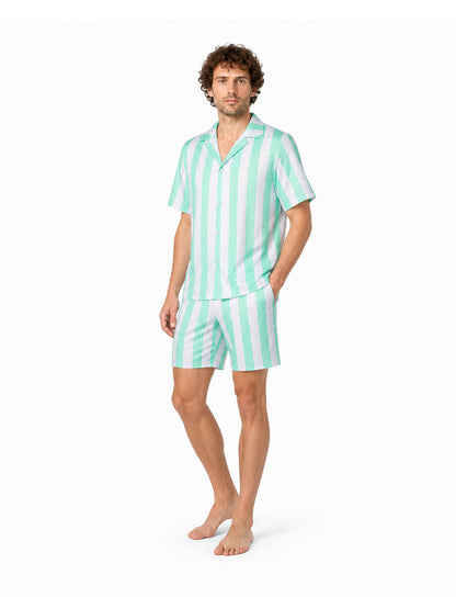 Shirt and Shorts Set, Mint and White Stripes
