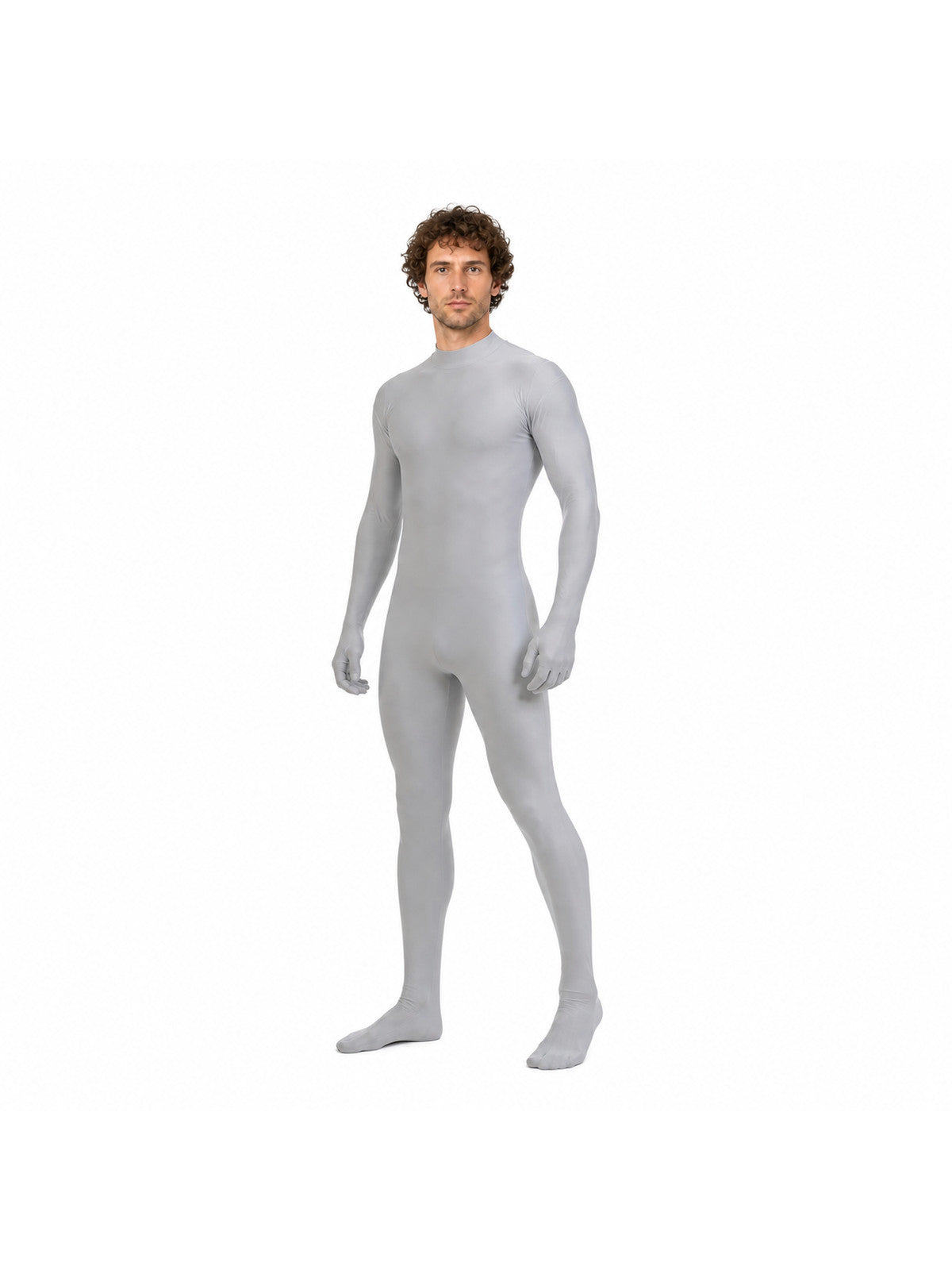 Light Gray High-Neck Dance Jumpsuit