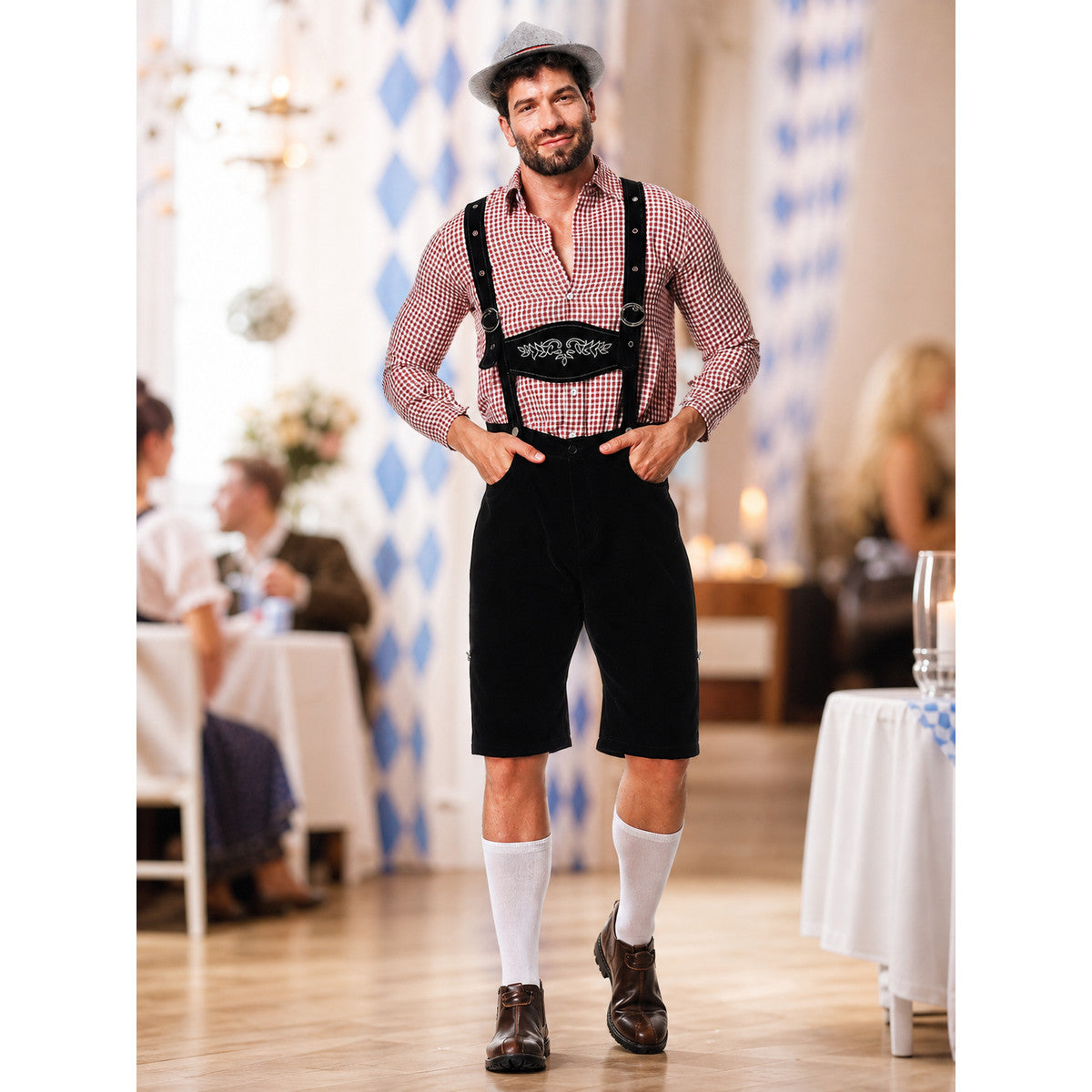 German-Style Outfit: Shirt and Suspender Shorts