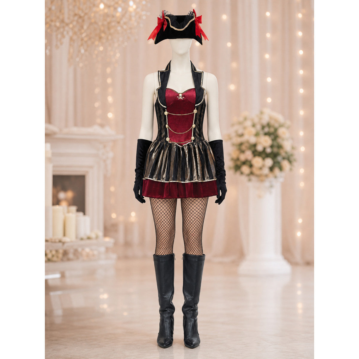 Pirate Costume with Skull and Gold Chains lifestyle view