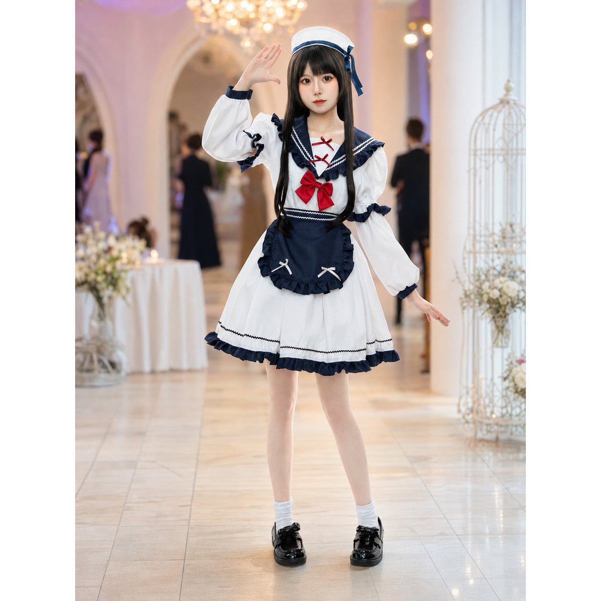 Sailor-Style Cosplay Dress with Apron
