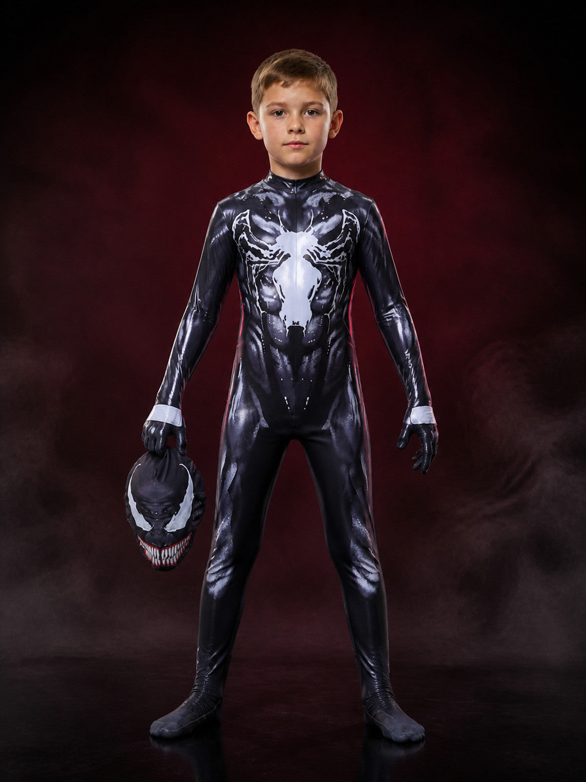 Kids Black Panther Full-Body Hooded Jumpsuit Costume, Black and White Halloween