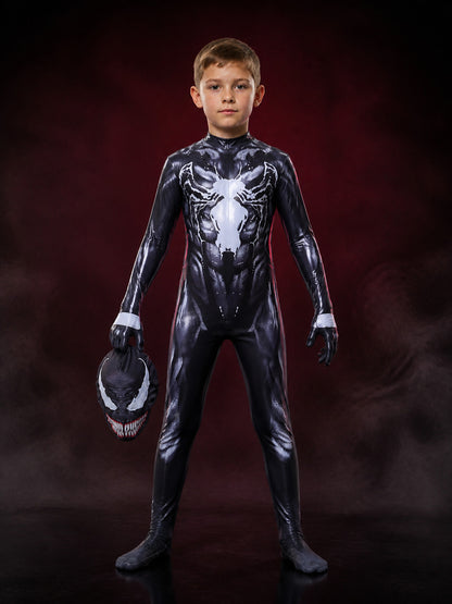 Kids Black Panther Full-Body Hooded Jumpsuit Costume, Black and White Halloween