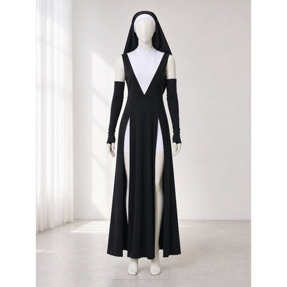 Gothic Long Dress Costume with a High Slit