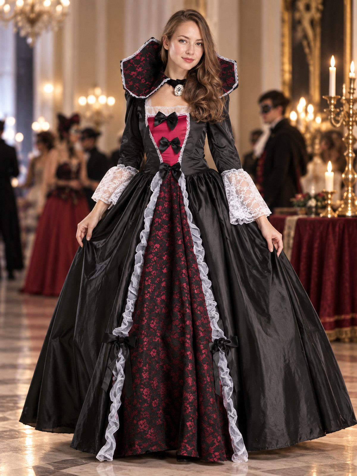 Vampire Halloween Costume Black with Lace and Bow