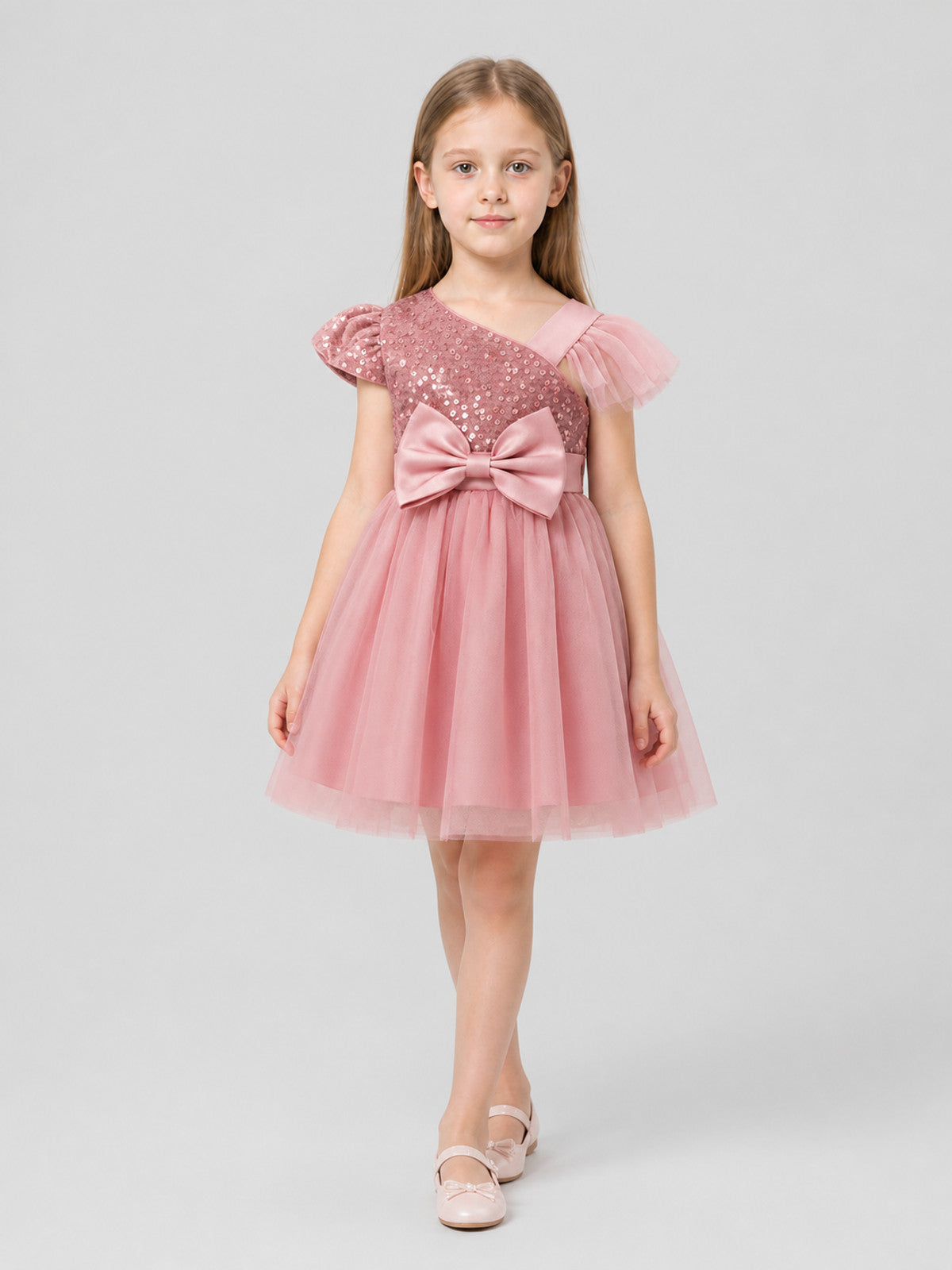 Princess Dress with Sequins, Full Skirt, and Bow Costume Dresses detail