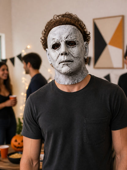 Full-Face and Neck Halloween Mask with Scars