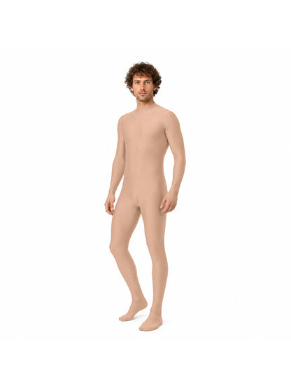 Skin-Tone Form-Fitting Jumpsuit with a High Collar product detail
