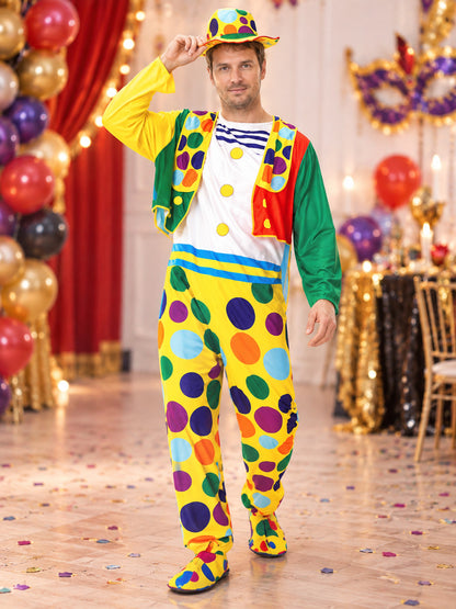 Clown Costume: Jumpsuit, Cape, Hat