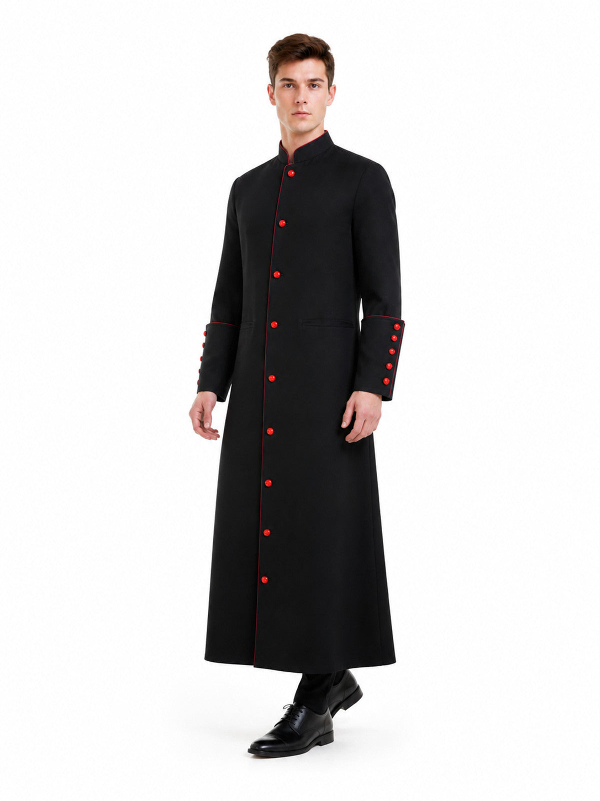 Pastor Costume with Red Trim and Stand Collar Costumes detail