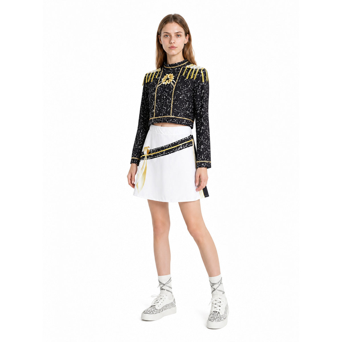Cosplay Costume with Top and Skirt, Black and Gold lifestyle