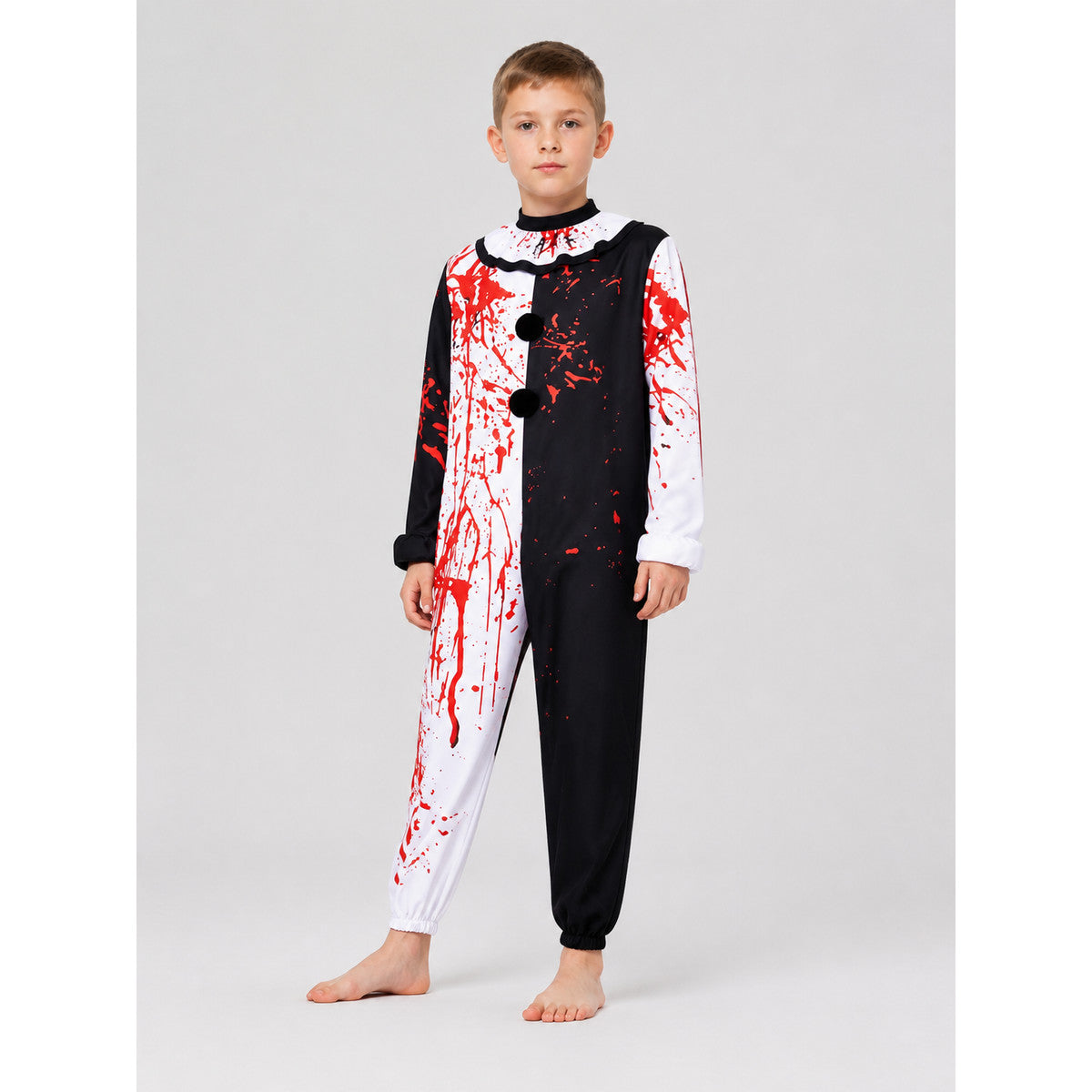 Clown cosplay costume, black and white with blood splatters Costumes detail