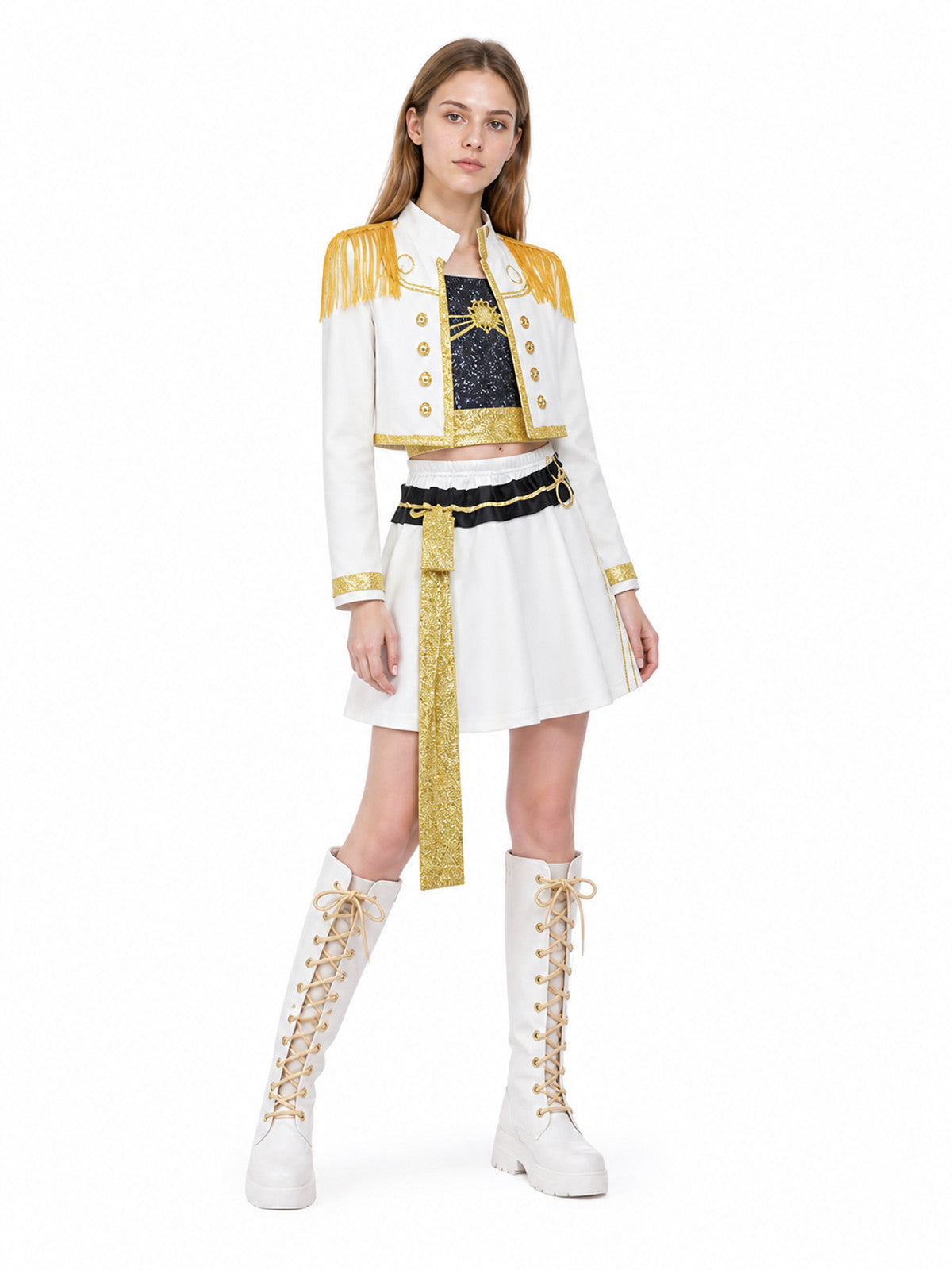 Three-Piece White and Gold Cosplay Costume Costumes detail